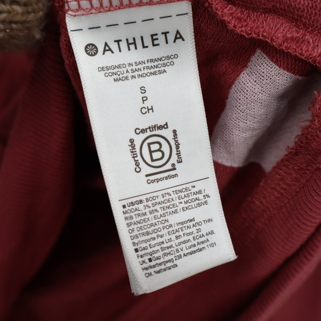 Athleta Sunrise Sweatshirt Womens Small Dusty Rose V-Neck Thumb Holes Sleeve