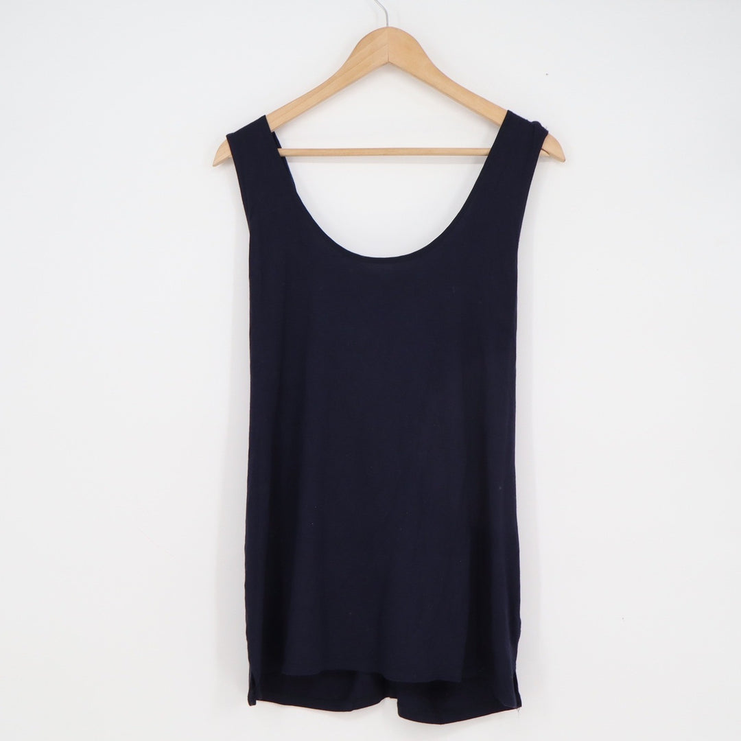 Banana Republic Navy Blue Draped Crossover Back Modal Tank Top XL