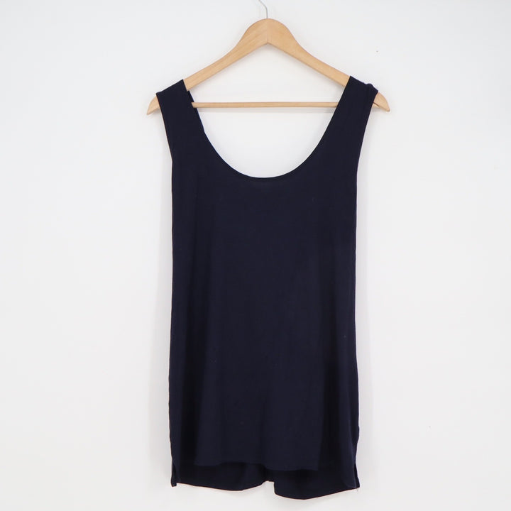Banana Republic Navy Blue Draped Crossover Back Modal Tank Top XL