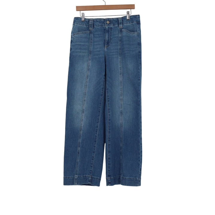 Talbots Classic Jean Trouser Renwick Wash Blue Wide Leg Seam Detail Size 8