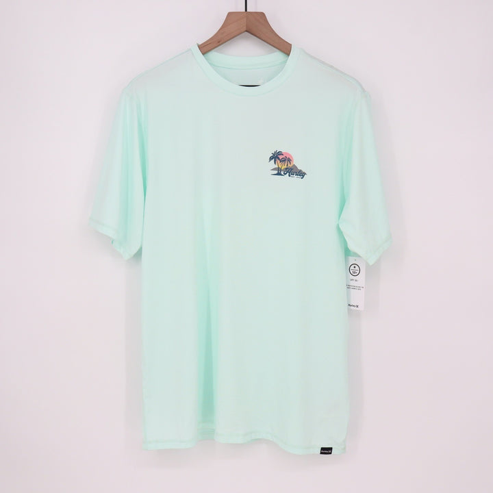 Hurley Mens Island Time Hybrid UPF 50+ Tee Mint Green Short Sleeve Large