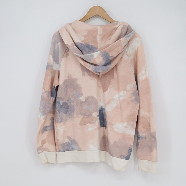 Alternative Earth Womens XL Watercolor Abstract Zip Up Hoodie Peach Blue