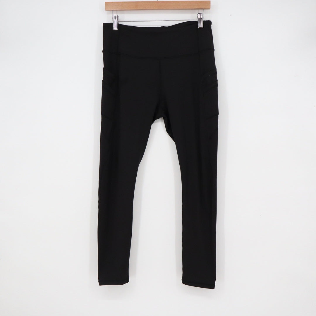 Sofia Active Womens Black High Waisted Side Pocket Athletic Leggings Size L