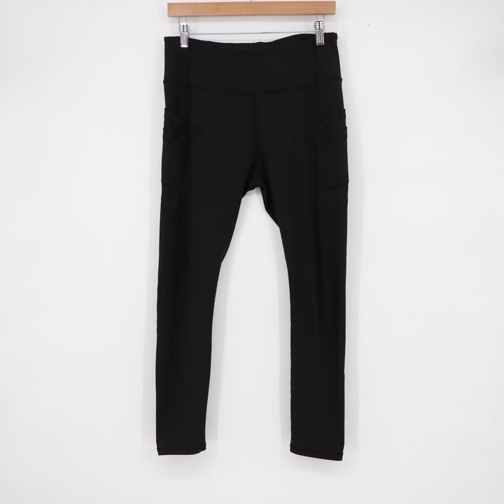 Sofia Active Womens Black High Waisted Side Pocket Athletic Leggings Size L