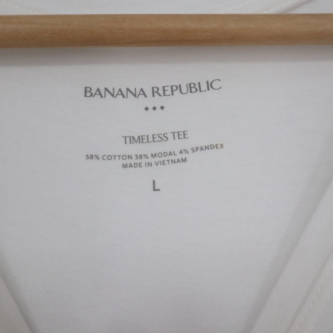 Banana Republic Timeless Tee White Cotton Modal Stretch Crew Neck T-Shirt Large