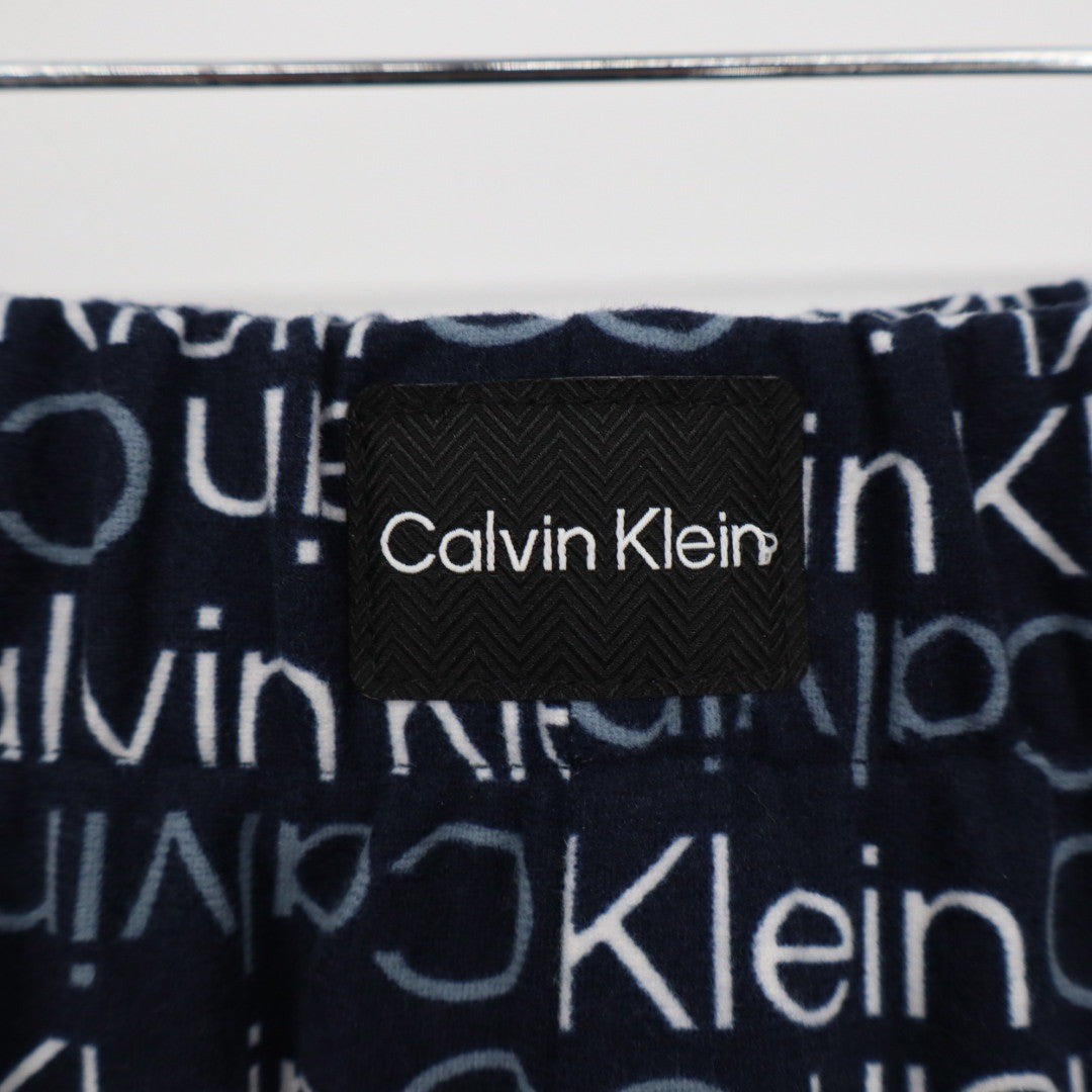 Calvin Klein Men's Pajama Pants Lounge Sleepwear L Navy All Over Logo Print