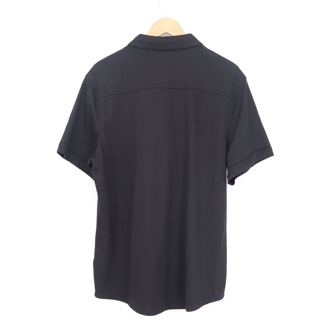 Marc Anthony Mens XL Slim Fit Short Sleeve Button Down Shirt Black Pima Cotton