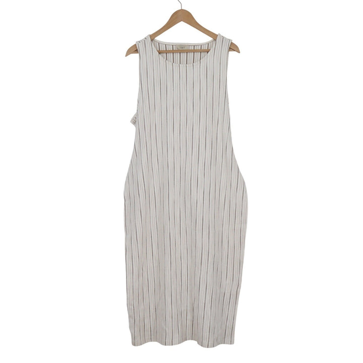 LOFT Outlet Womens XL Striped Sleeveless Tie Back Midi Dress White Brown