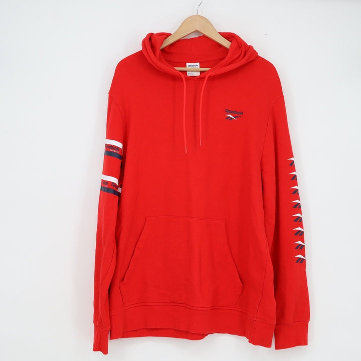 Reebok Classic Mens XL Red Pullover Hoodie Logo Sleeve Graphic Sweatshirt XL