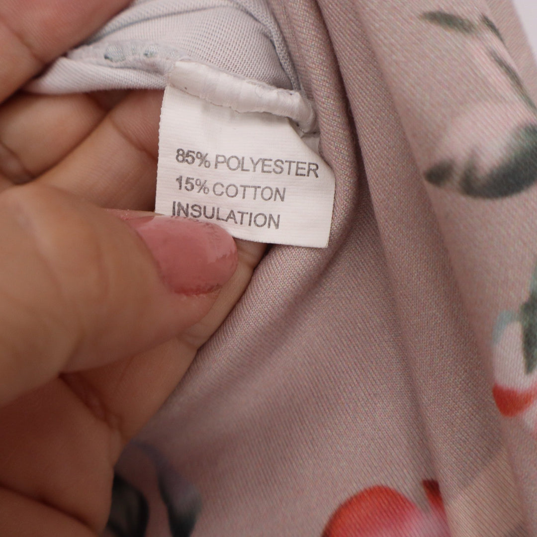 Floral Wide Leg Jumpsuit Mauve Pink Rose Print Spaghetti Strap Pockets Large