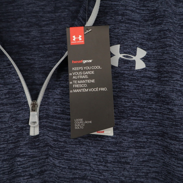 Under Armour Mens HeatGear 2.0 1/4 Zip Pullover Navy Blue Heather MD