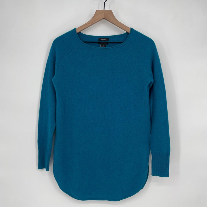 Halogen Cashmere Blend Crew Neck Sweater Teal Blue XS