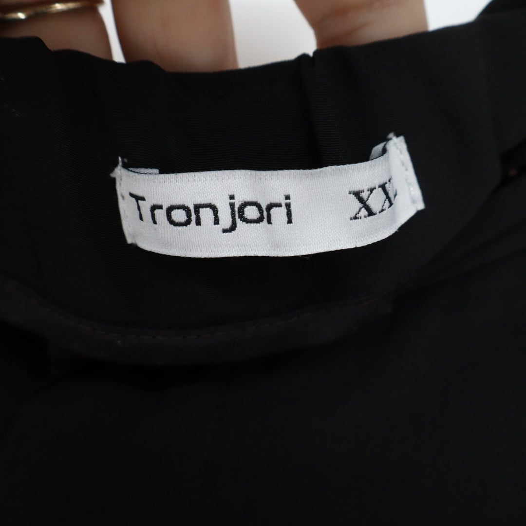 Tronjori Black Wide Leg Palazzo Pants High Waist Pleated Trousers XXL