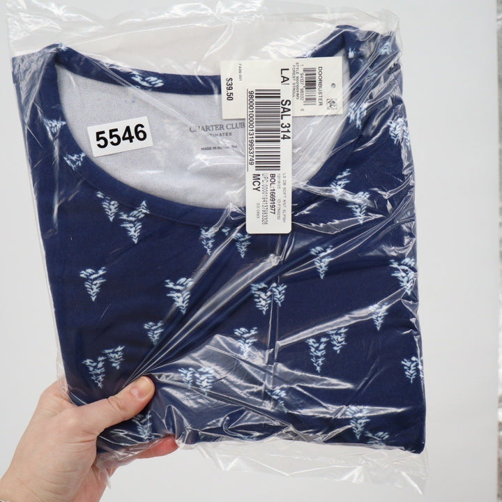 Charter Club Intimates Sleep Shirt Navy Blue Forest Pine Tree Long Sleeve L