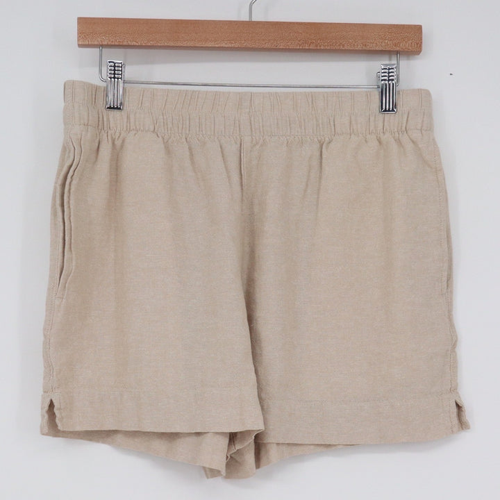 Old Navy Tan Linen Blend Comfort Waistband Shorts Women's Medium