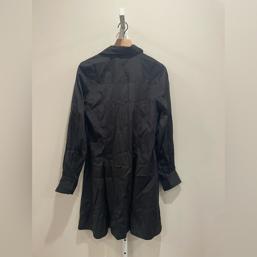 Madewell Seamed Long-Sleeve Mini Shirtdress in Poplin Size 8