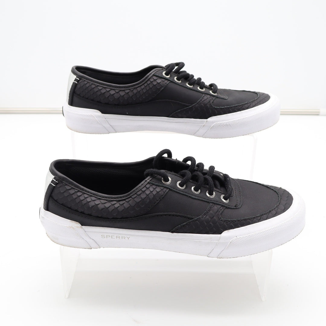Sperry Top-Sider Crest Vibe Black Python Embossed Sneakers STS86635 Womens 8