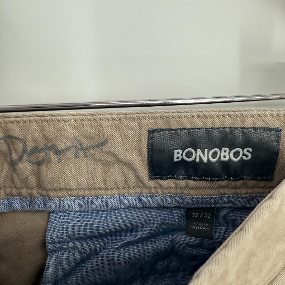 Bonobos Chino Pants Mens 32/32 Beige Canvas Slim Fit Cotton Stretch Skinny Leg