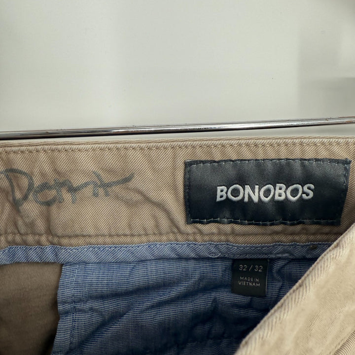 Bonobos Chino Pants Mens 32/32 Beige Canvas Slim Fit Cotton Stretch Skinny Leg