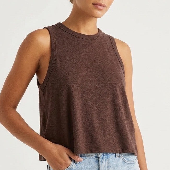 State of Day Intimates Sleepwear Top Womens Medium Brown Sleeveless Crew Neck