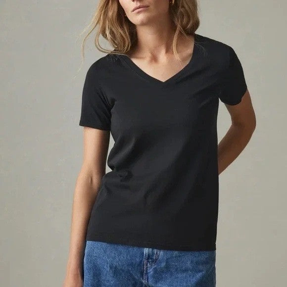 American Giant Classic V Neck T Shirt Black Made USA XS