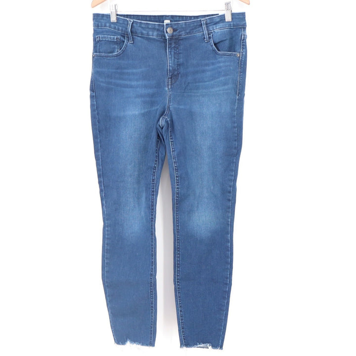 Old Navy Rockstar Built-In Sculpt Skinny Jeans Medium Wash Raw Hem Size 14