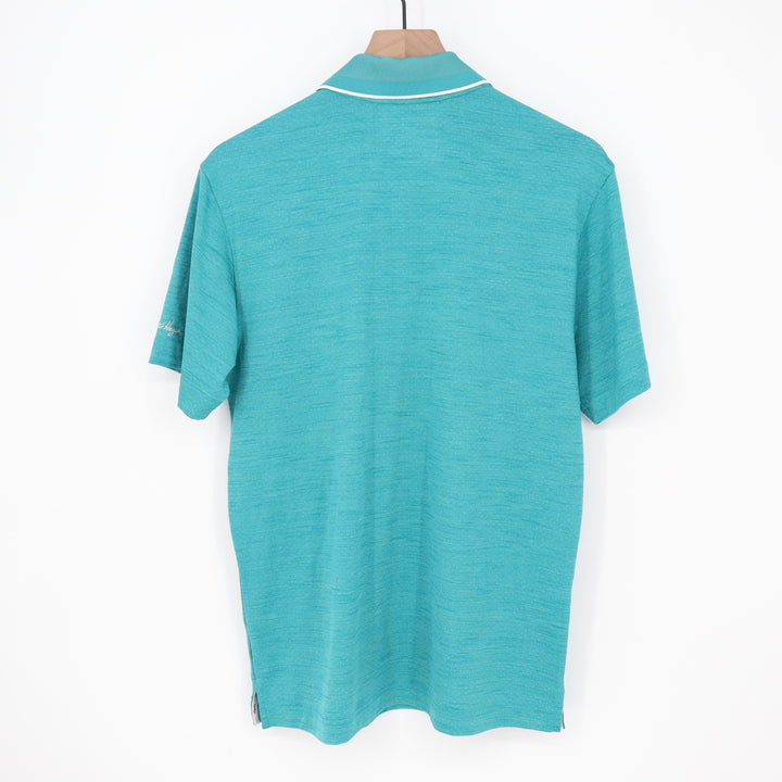 Walter Hagen Mens P11 Birdseye Polo Shirt Aqua Blue Heather Athletic Fit S