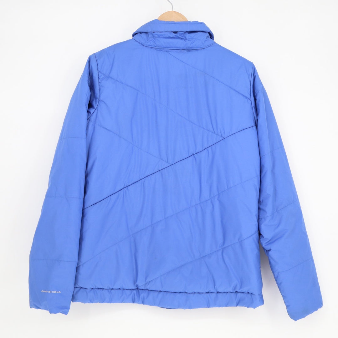 Columbia Omni-Shield Puffer Jacket Womens Large Blue Down Insulated Full Zip