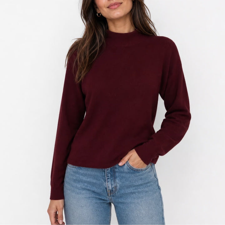 Philosophy Republic Clothing Burgundy Mock Neck Sweater XL Long Sleeve Rayon