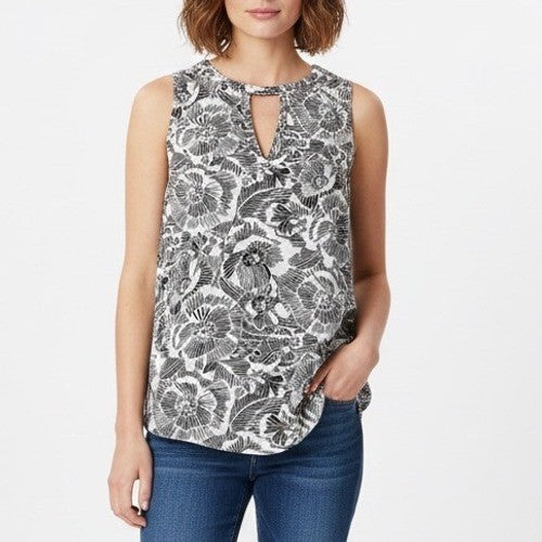 Old Navy Women's Size SP Sleeveless Keyhole Neck Floral Print Top