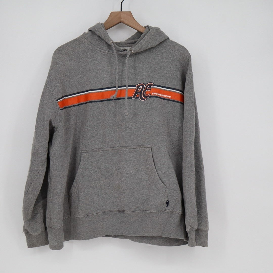 Vintage American Eagle Outfitters Snowboards Hoodie Mens Medium Gray Cotton