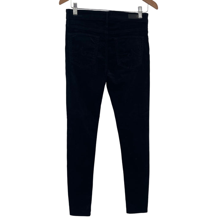 AG Adriano Goldschmied The Farrah Skinny High Rise Black Velvet Pants Size 27