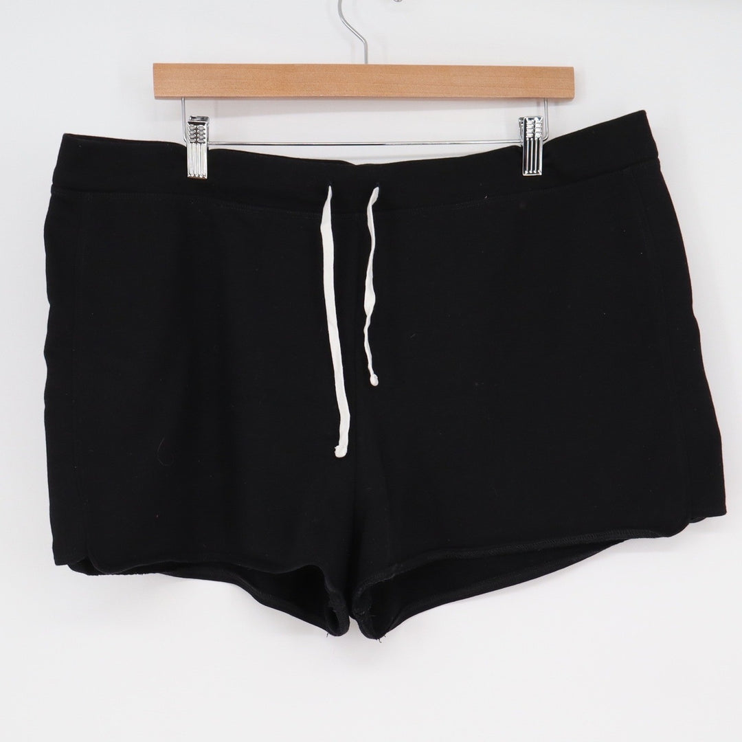 Old Navy Womens XL Black Cotton Blend Drawstring Sweat Shorts Raw Hem