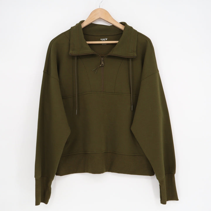 Old Navy Active Dynamic Fleece Quarter Zip Pullover Olive Green Mens XL