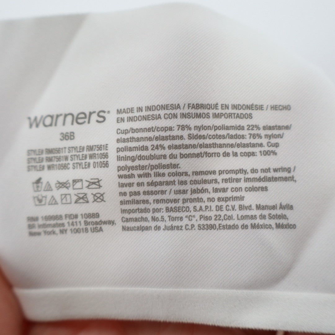 Warners No Side Effects Seamless Underwire Lightly Lined T Shirt Bra 36B White