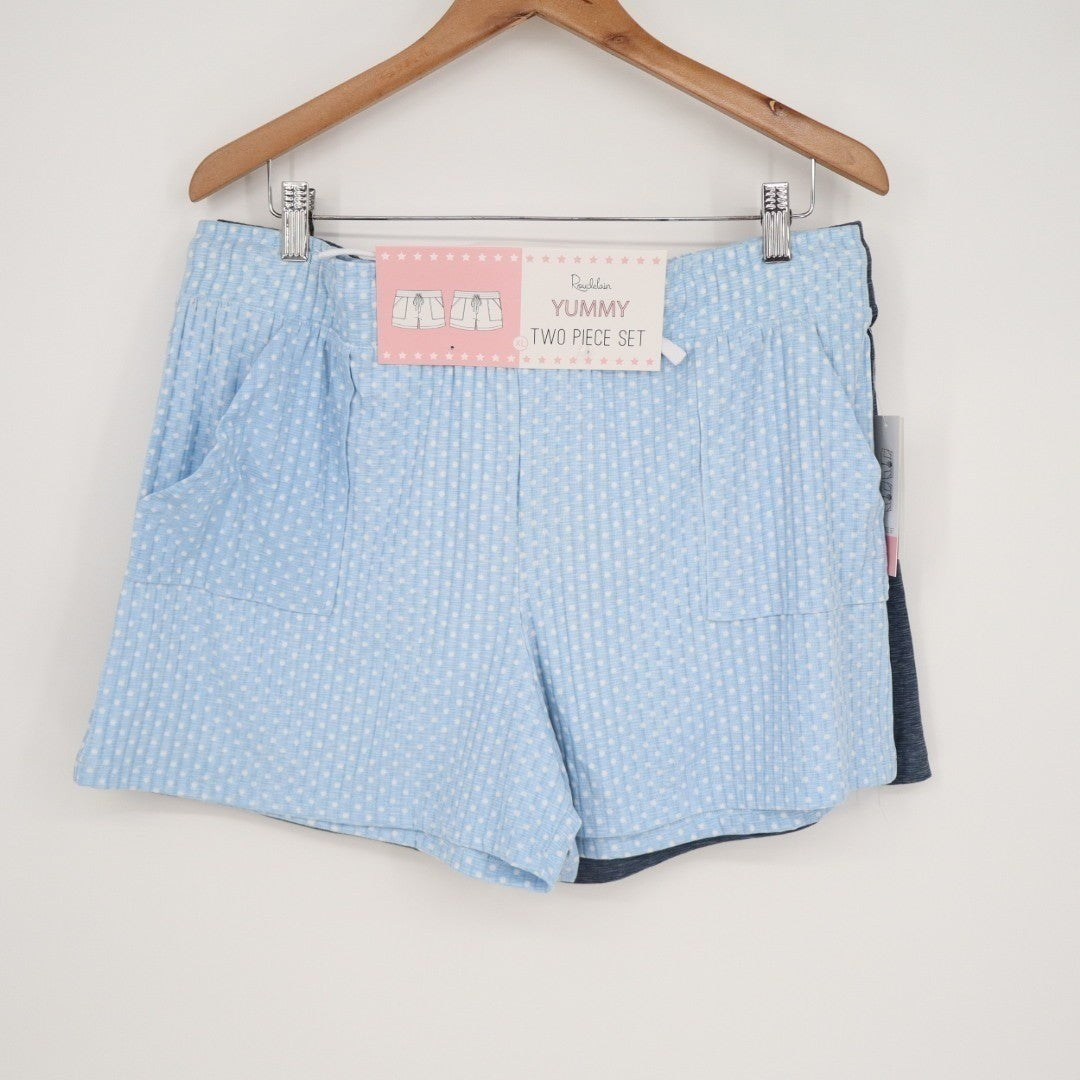 Roudelain Yummy Super Soft Slant Pocket Sleep Shorts Womens XL Navy Blue 2 Pack