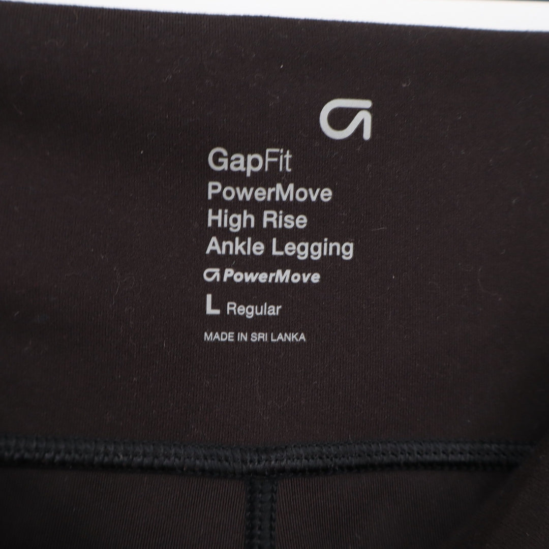 GapFit Legging Women's L PowerMove High Rise Ankle Black Pockets Athletic