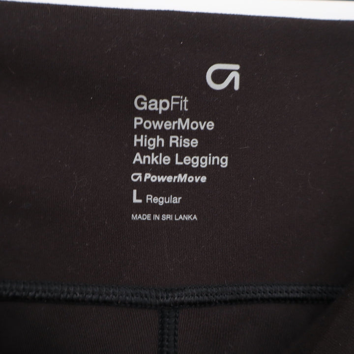 GapFit Legging Women's L PowerMove High Rise Ankle Black Pockets Athletic