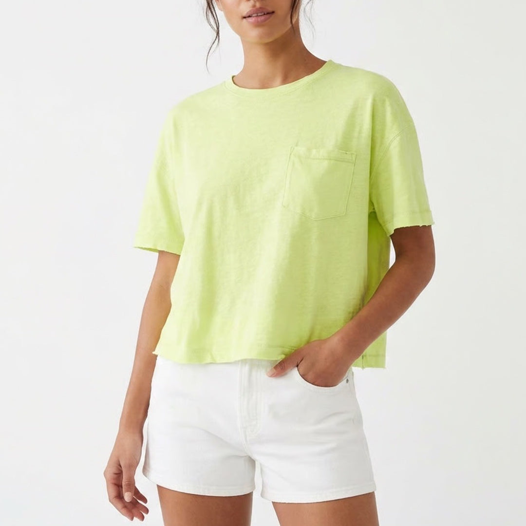 Universal Thread Womens Neon Lime Green Cotton Pocket T-Shirt Size M