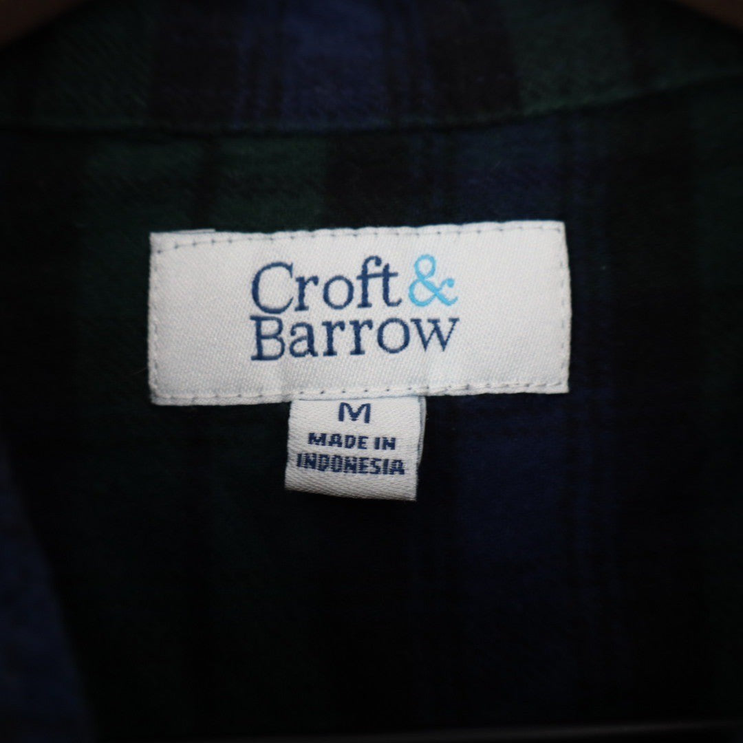 Croft & Barrow Plaid Flannel Button Down Shirt Long Sleeve Green Blue Men's M