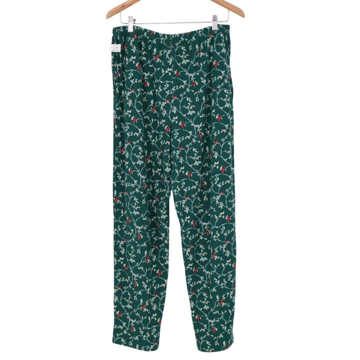 Womens Lounge Pants Medium Cardinal Emerald Green Floral Print Sleepwear Pull On