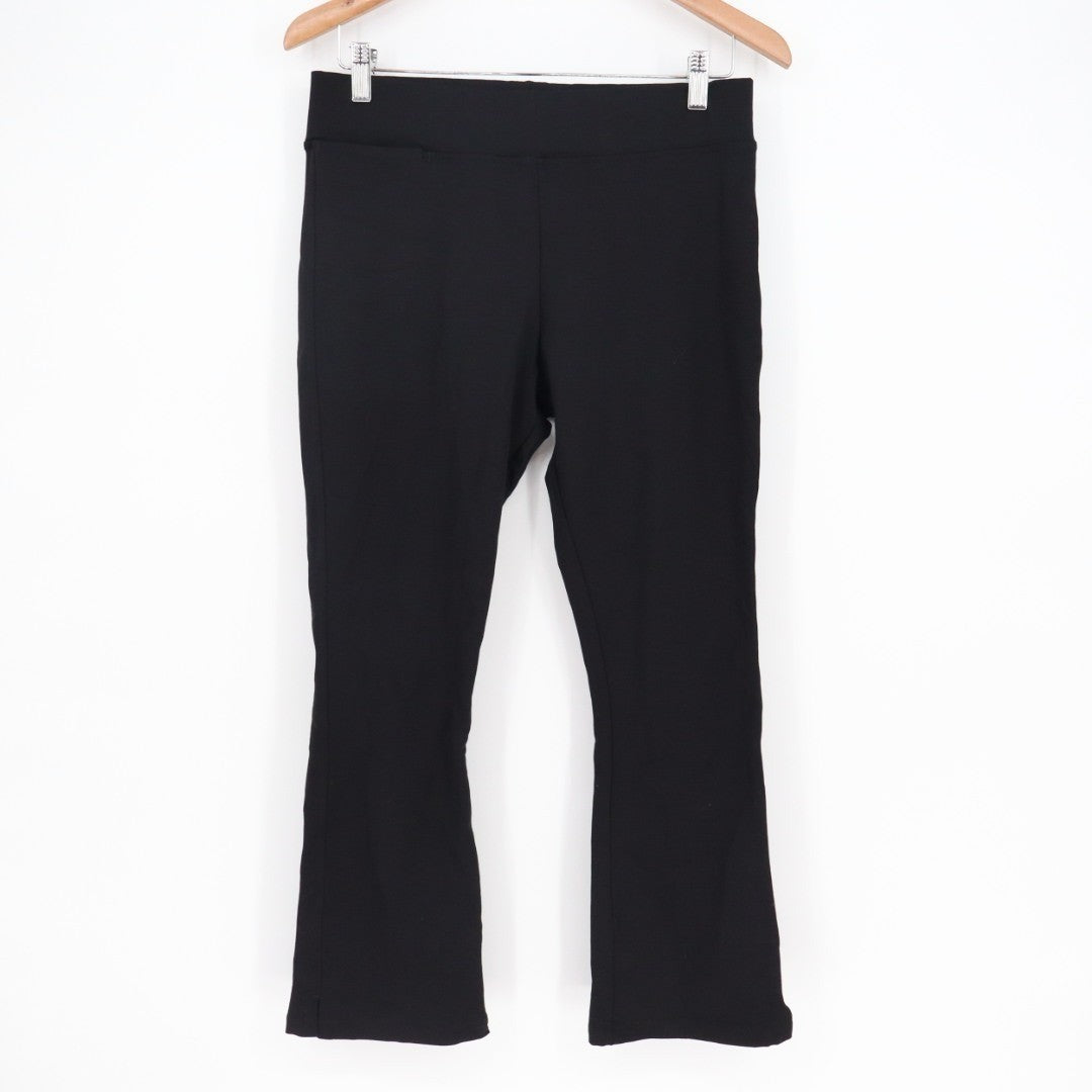 American Giant Ponte Kick Flared Pants Womens 10 Super Black Stretch Cropped