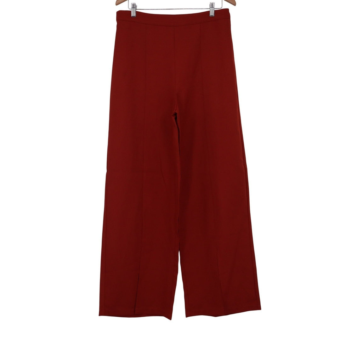 SHEIN Burgundy Red Wide Leg High Waisted Trousers Pants Size XL US 12
