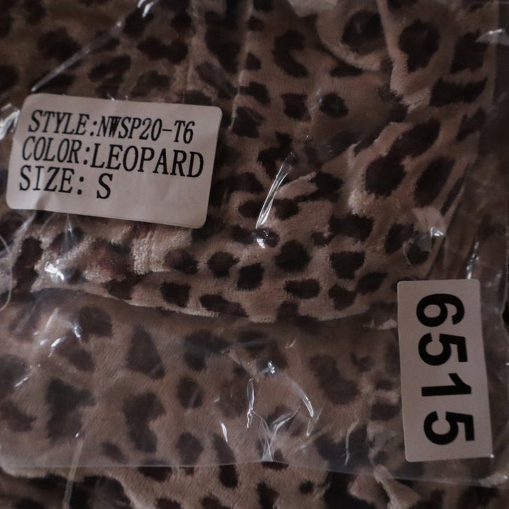 Naked Wardrobe The Statement Leopard Velvet Knot Front Crop Top Small
