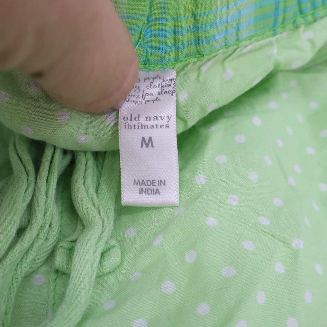 Old Navy Intimates Lime Green Polka Dot Pajama Shorts Medium Drawstring Ruffle