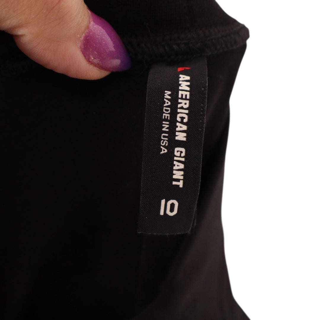 American Giant Ponte Kick Crop Pants Womens 10 Black Flare Stretch Elastic Waist