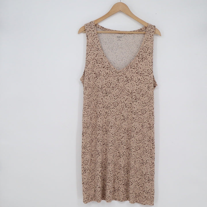 Alfani Intimates Womens XXL Tan Brown Animal Print Sleeveless Lounge Dress