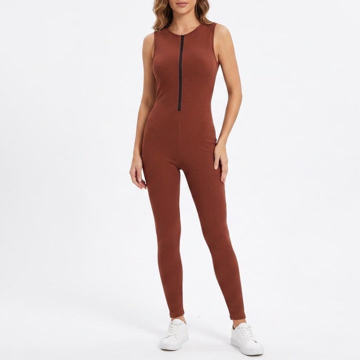 Naked Wardrobe Baby Mama Sleeveless Jumpsuit Brown Small