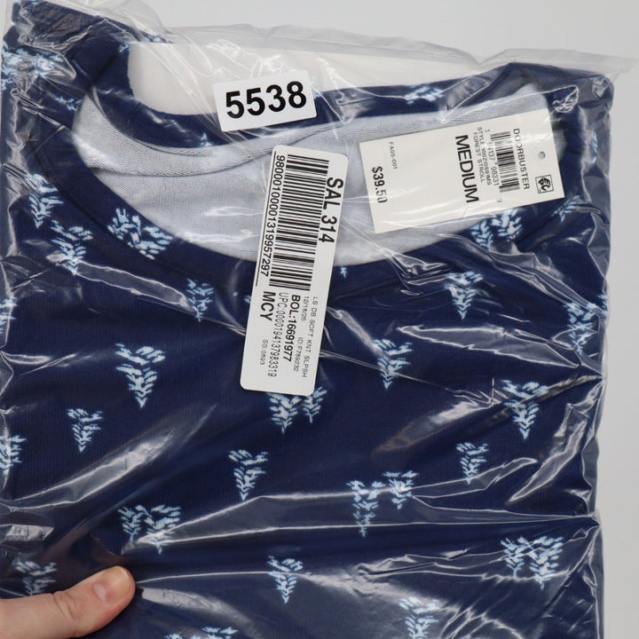 Doorbuster Womens Navy Forest Stroll Tree Print Soft Knit Sleep Top Medium NEW