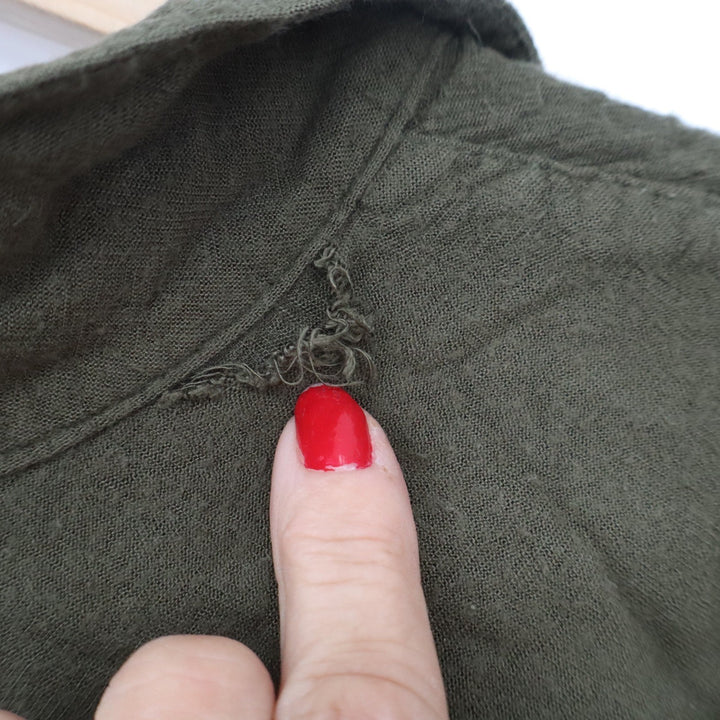 Velvet Heart Olive Green Cashmere Rayon Button Down Shirt Large
